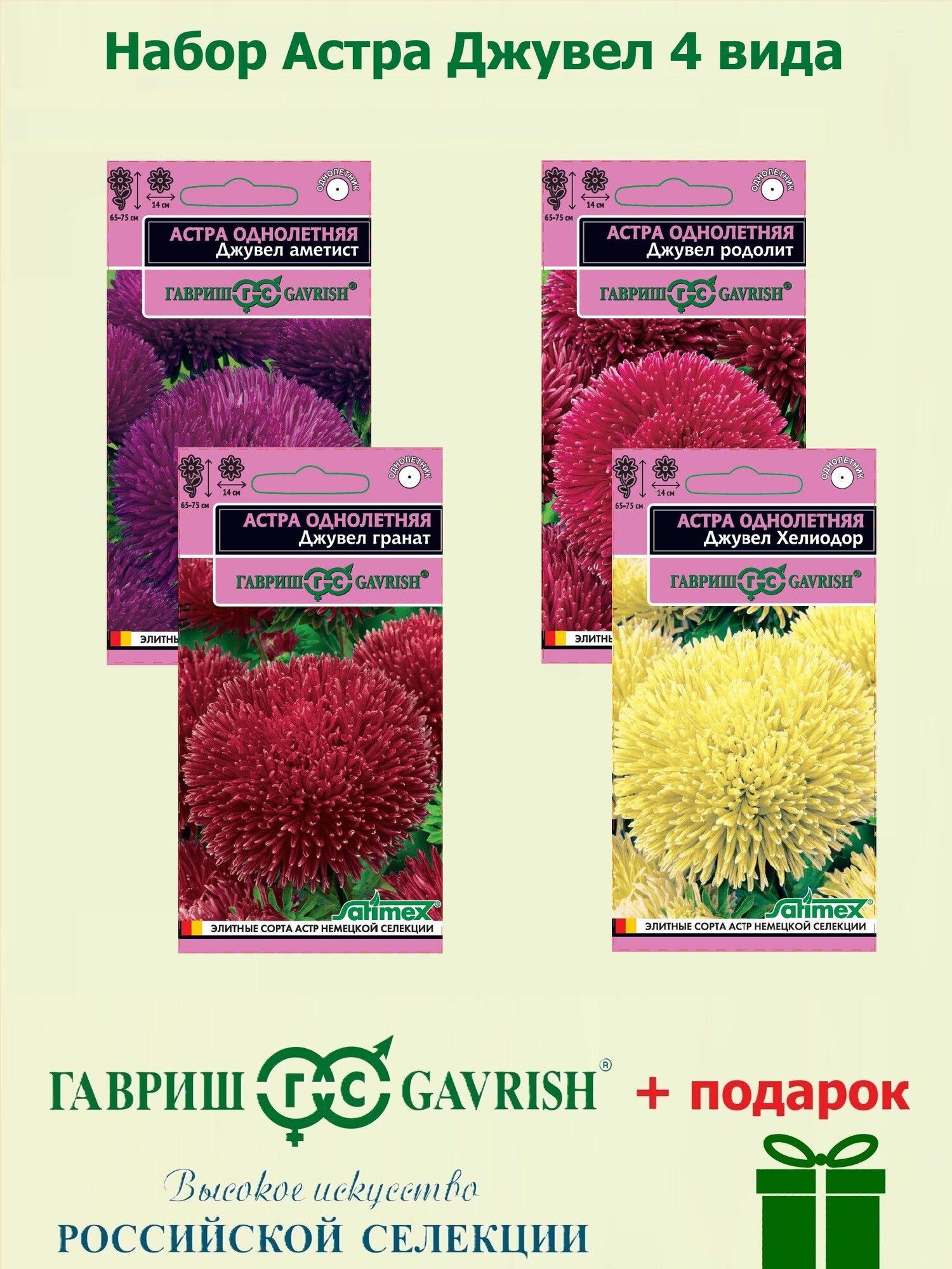 Набор семян Астра Джувел 4 вида