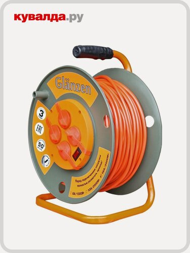 Изображение товара Удлинитель на катушке GLANZEN EB-50-007 ПВС 3х1,5 50м
