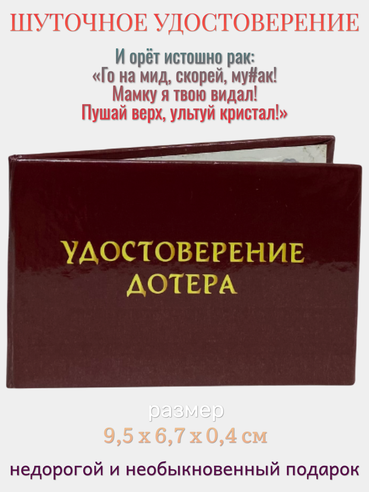 Удостоверение Филькина Грамота  Дотера   горизонтальная ориентация