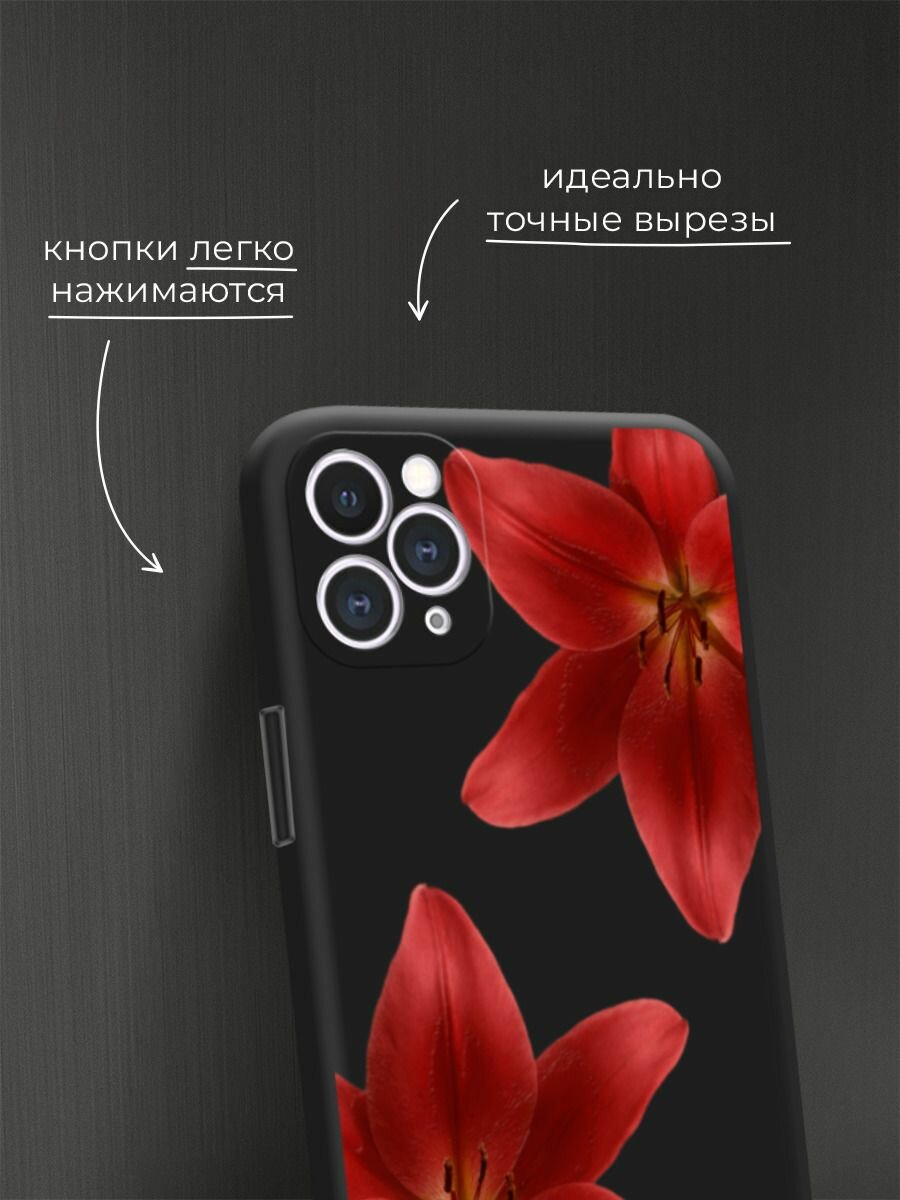 Чехол на Apple iPhone 11 Pro Max / Айфон 11 про макс с принтом Два красных цветка 2 — фото 1