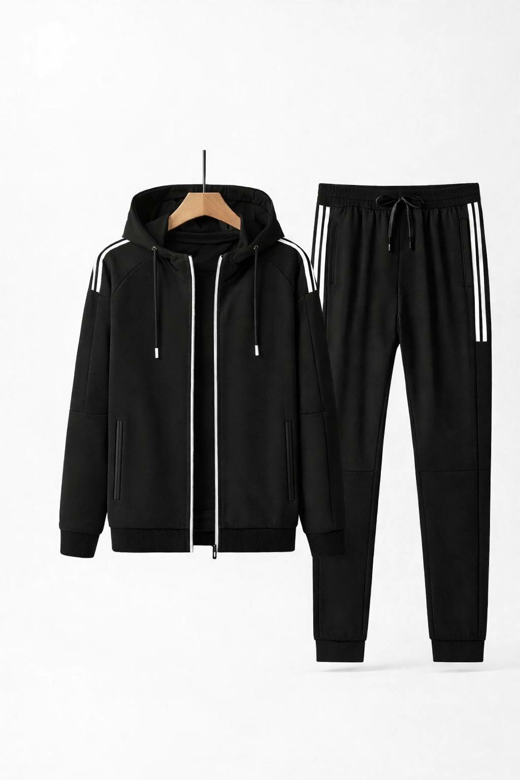 Комплект Костюм спортивный мужской, на молнии, с капюшоном, повседневный, худи и брюки
