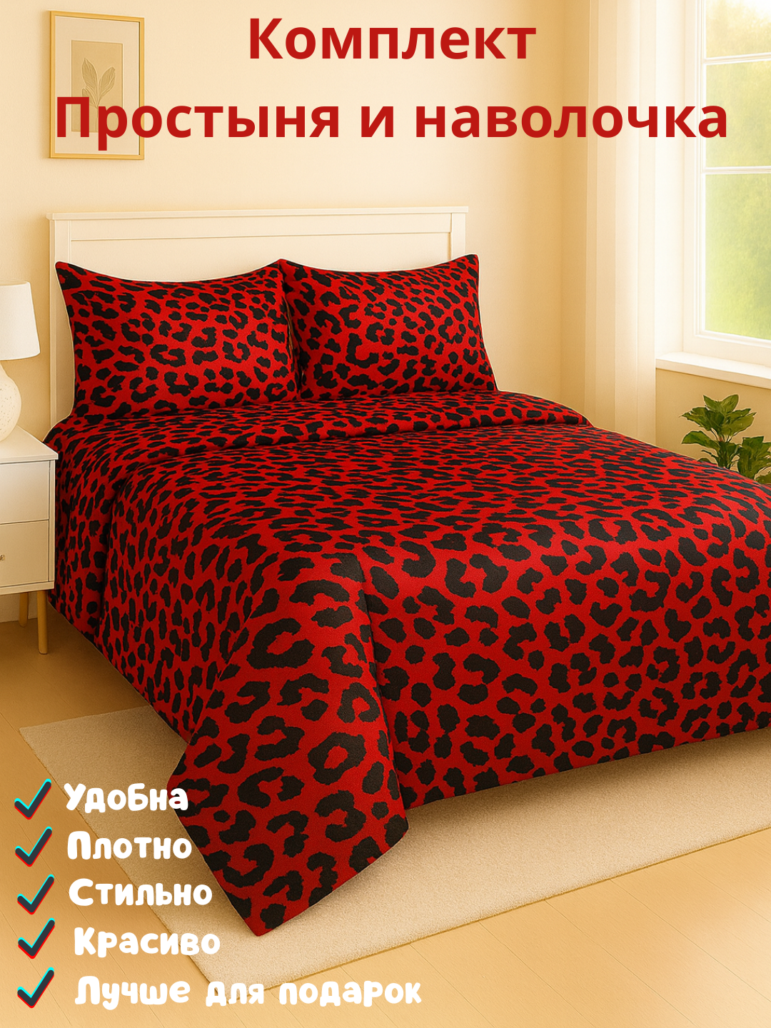 Комплект простыня и наволочка размеры односпальные 140*220см, двуспальная 220*220см ткань плант наволочка 50*70см