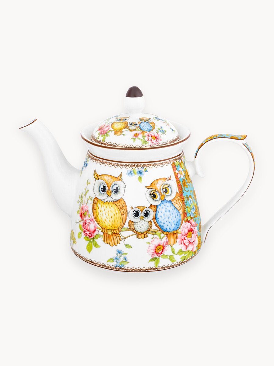 Чайник заварочный 1 л Elan Gallery "Совушки", 23х13х17 см, фарфор