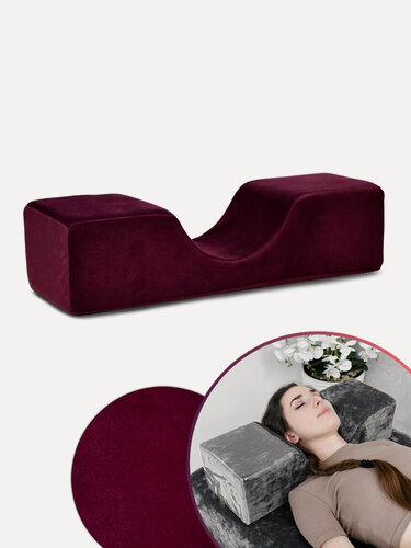 Изображение товара Подушка лешмейкера, лэшмейкера, для наращивания ресниц, высокая, велюровая, бордовый