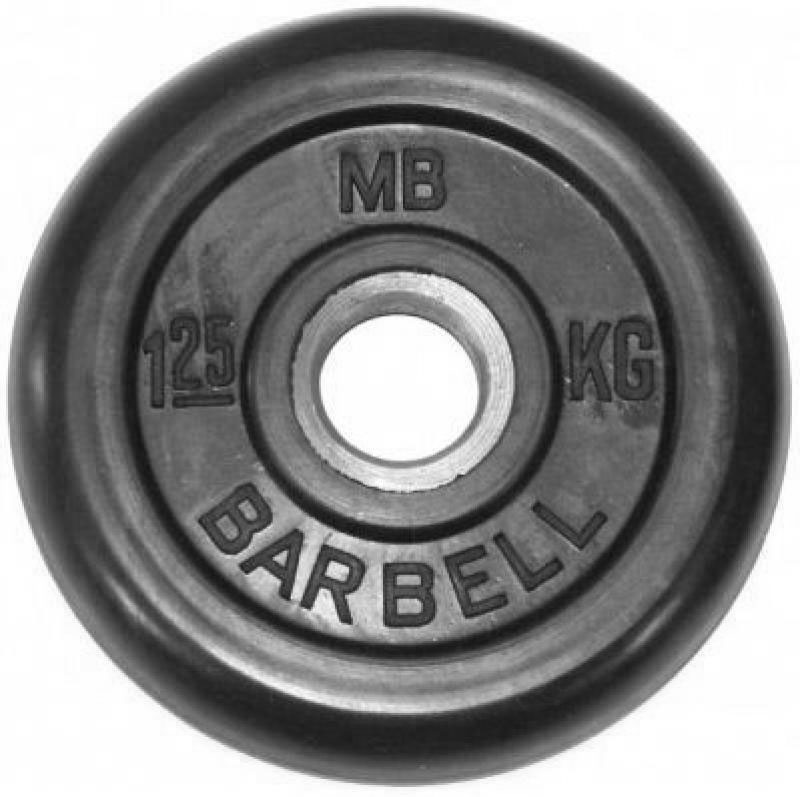 Диск обрезиненный MB Barbell d 31 мм чёрный 1,25 кг