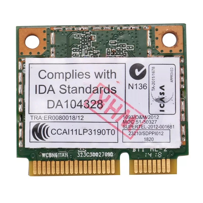 Wi-Fi Mini PCI-E Адаптер Qualcomm Atheros AR5B22, 2.4/5 ГГц, 300 Мбит/сек, Bluetooth 4.0, Сетевая Карта для Ноутбука — фото 1