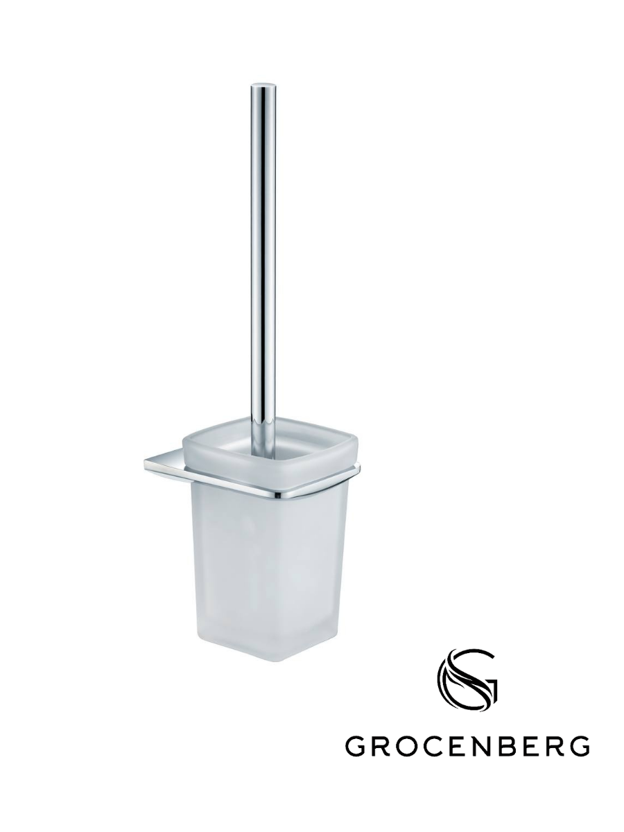 Ершик для унитаза подвесной Grocenberg латунь/стекло матовое хром