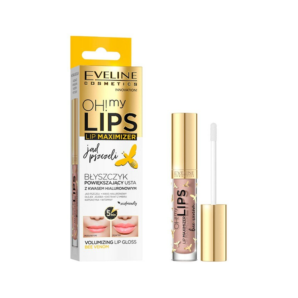 Блеск для губ EVELINE OH! MY LIPS для увеличения объема с пчелиным ядом 4,5 мл — фото 1