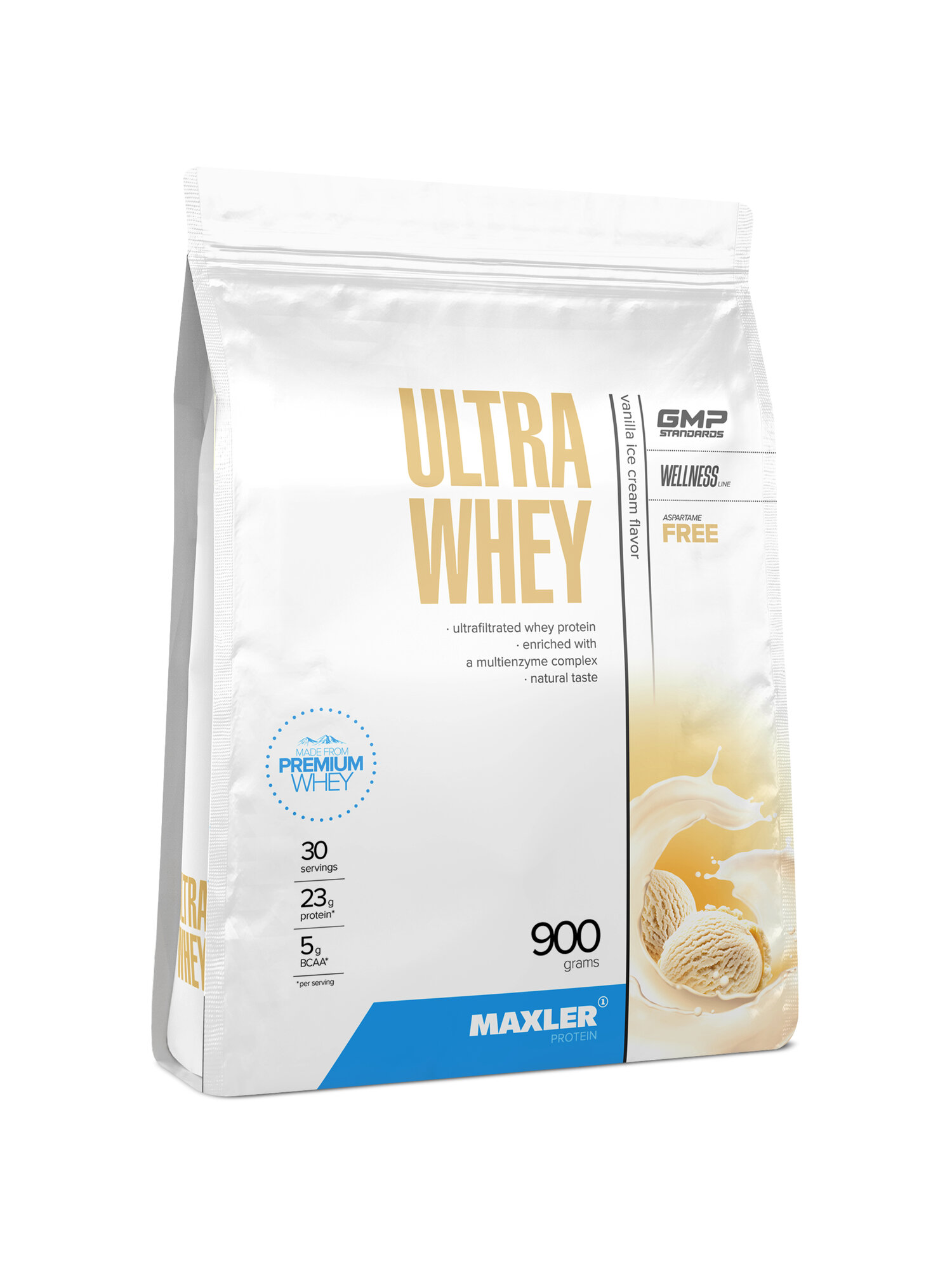 Протеин сывороточный Maxler Ultra Whey, 900 г - Ванильное мороженое