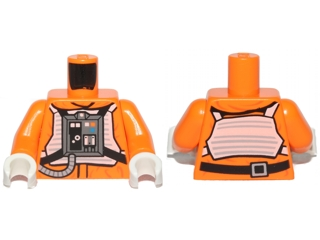 Torso SW Rebel Pilot with Black Belt with Buckle on Back Pattern / Orange Arms / White Hands, 973pb1316c01 Orange U
