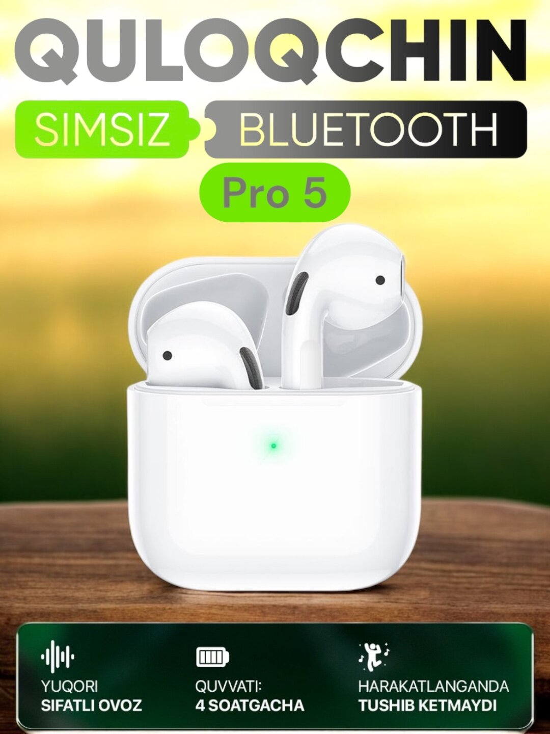 Беспроводные наушники Pro 5 для Ios и Android, Bluetooth 5.0