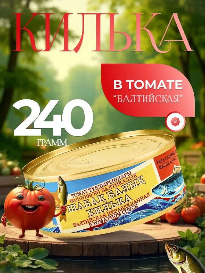 Консервы Кублей Балтийская килька, в томатном соусе, 240г, 1шт.