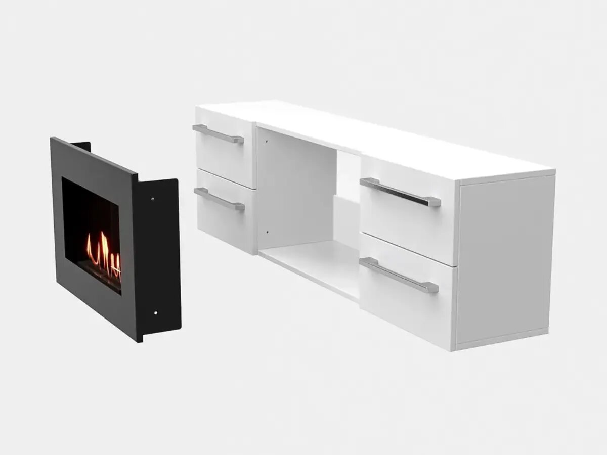 Биокамин встраиваемый 89 7 см  мебельный  черный  от 18 кв  м   ВБКМ 900  без стемалита Lux Fire