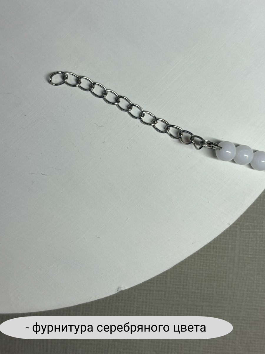 Колье SIDORINA SOFIA ACCESSORIES, бисер, акрил, эпоксидная смола, длина 65 см, белый — фото 1