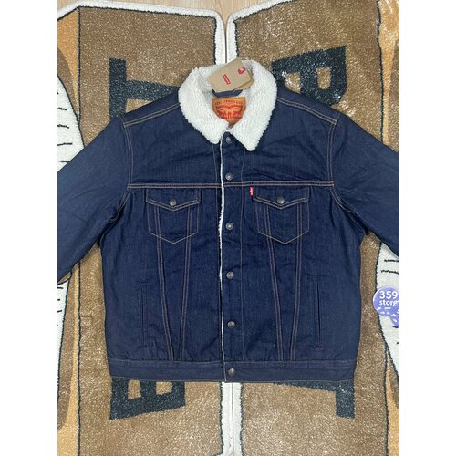 фото Куртка levi's levis sherpa denim trucker jacket vintage black, размер xl, dark blue