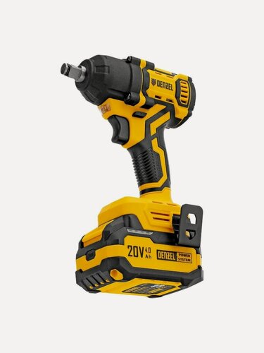 Изображение товара Гайковерт аккумуляторный Denzel CIWH-BL-20-500, ударный бесщеточный, Li-Ion, 20 В, желтый/черный