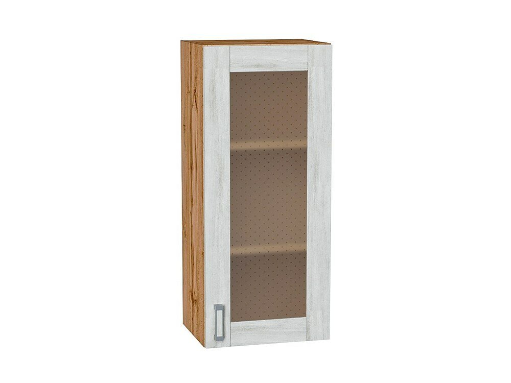 Кухонный Шкаф верхний с 1-ой остекленной дверцей Лофт Дуб Вотан, Nordic Oak, 920, 400, каркас ЛДСП Дуб Вотан, фасад МДФ/Стекло Nordic Oak, 920*400*320