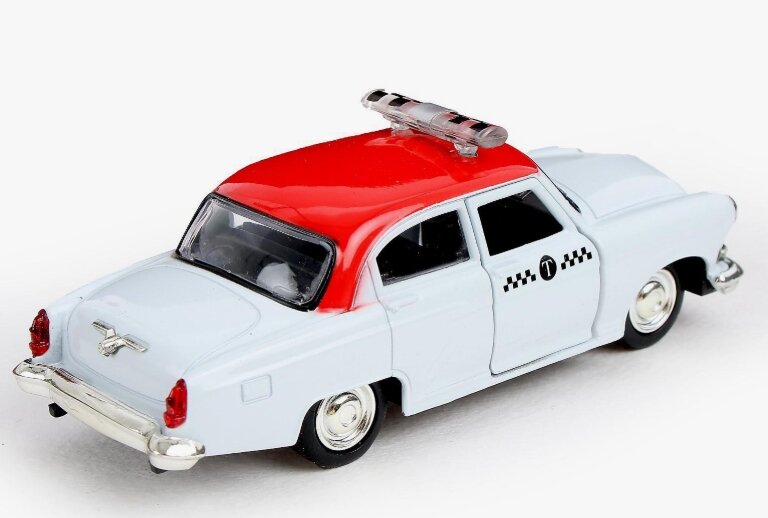 Машинка игрушка ГАЗ-21 Волга Такси металлическая масштаб 1:43 с открывающими дверями — фото 1
