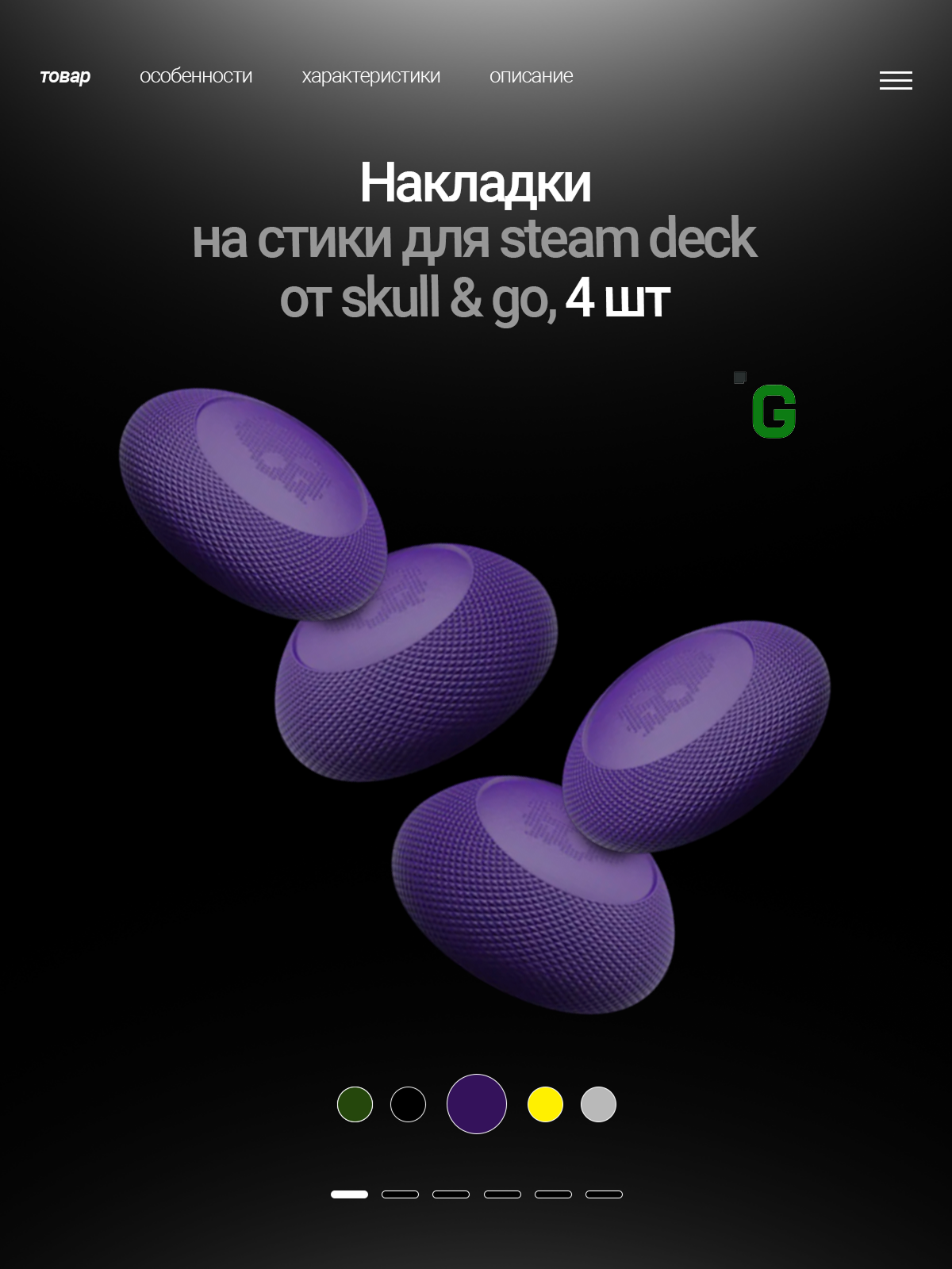 Премиум накладки на стики "Convex Thumb Grip" Skull & Co. для Steam Deck/ OLED/ Rog Ally, 4 шт, цвет фиолетовый (Galactic Purple)