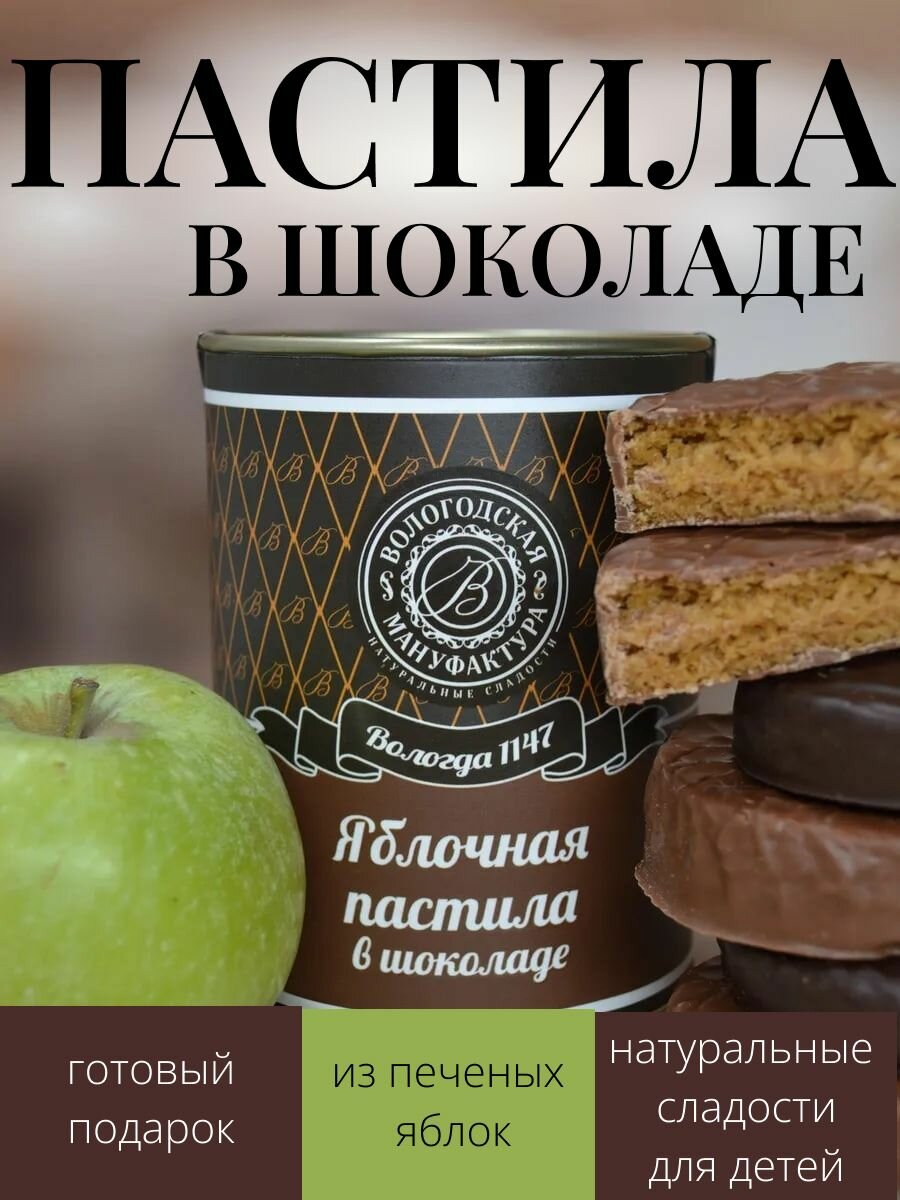 Яблочная пастила в шоколаде 100 гр. (тубус)