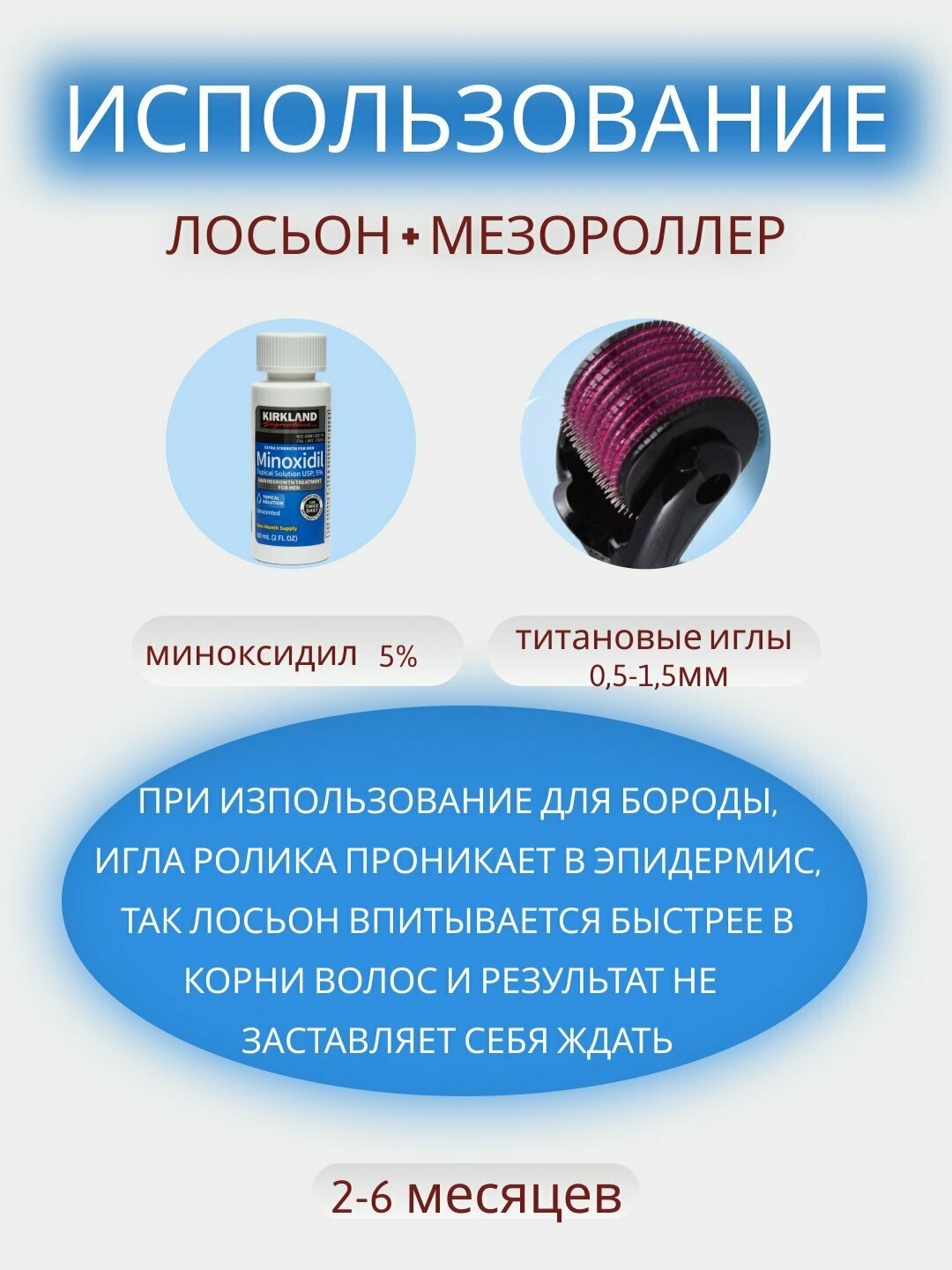 Миноксидил для роста бороды и волос Kirkland Minoxidil 5% 60 мл — фото 1