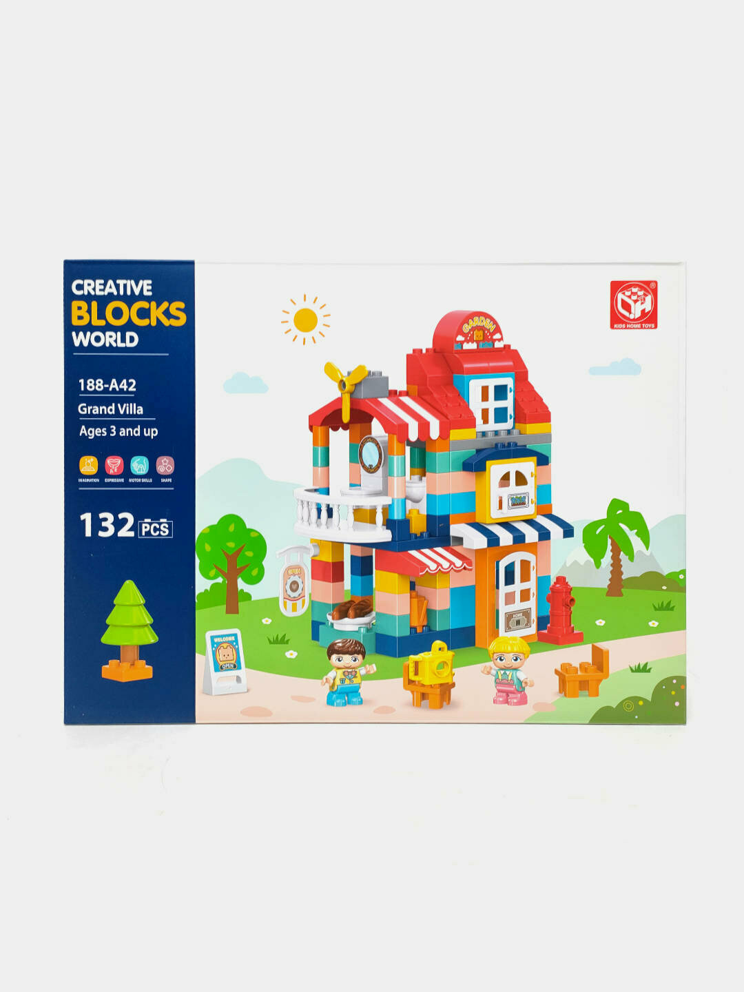 Конструктор Grand Villa Creative Blocks World, 132 крупные детали, Для детей от 3 лет, Развивает моторику и логику Код. 13356