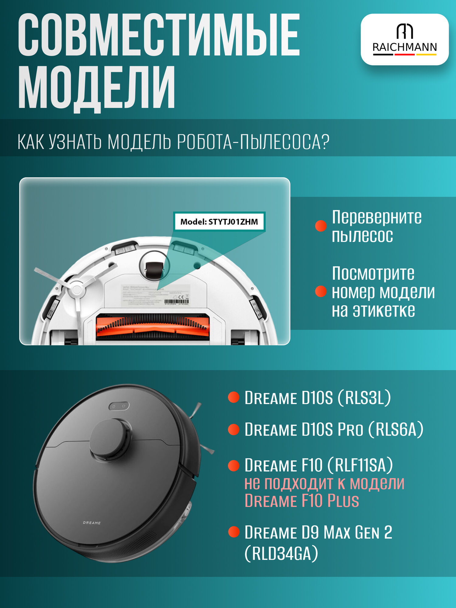 Комплект 15 шт. аксессуаров для робота-пылесоса Dreame Bot D10S, D10S Pro, D9 Max Gen2, F10 (BLACK) — фото 1