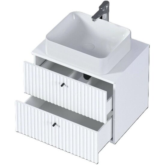 Тумба под раковину 1MARKA Desire 600х487х450П 2я монолит айсберг/эмаль белая