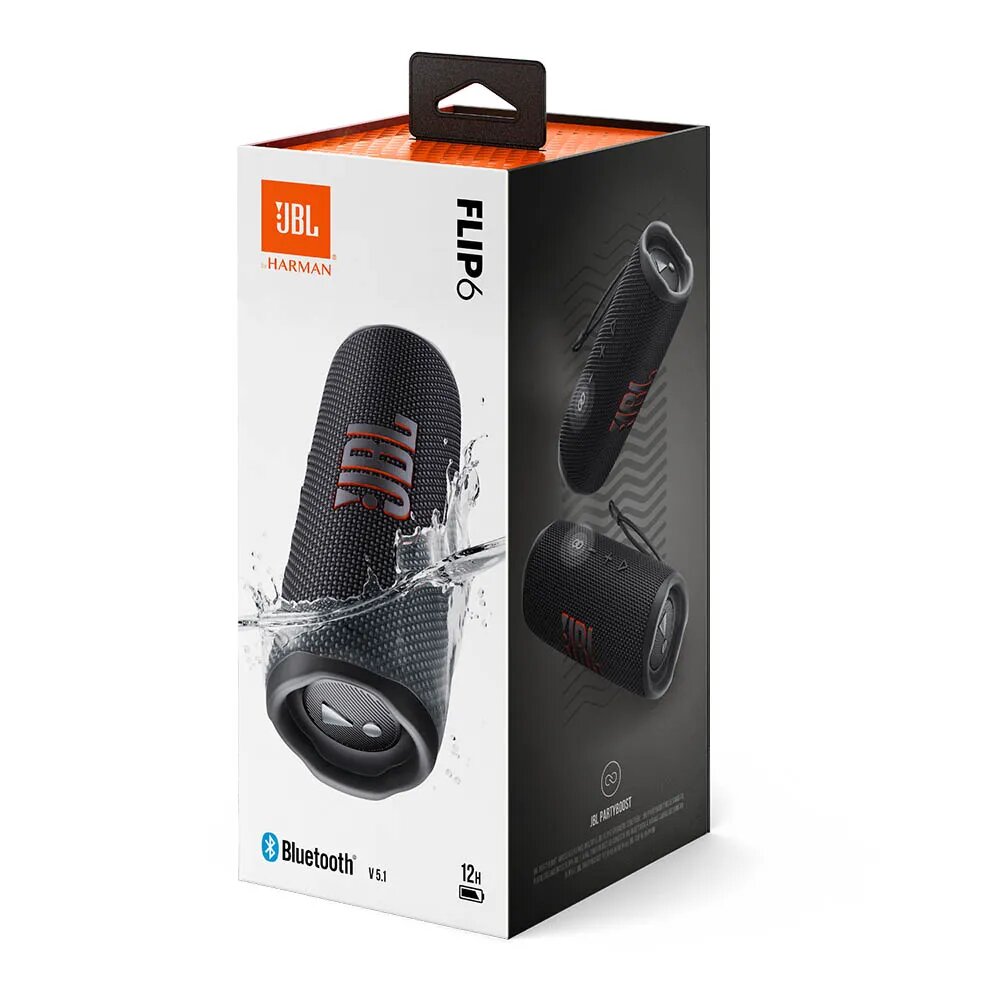 Колонка JBL Flip 6 Original Global Version, влагозащита, черная