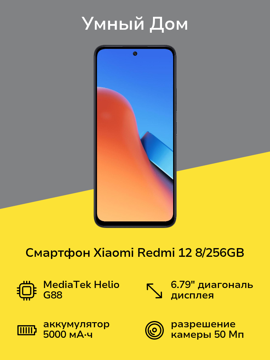 Смартфон Xiaomi Redmi 12 8/256GB Midnight Black