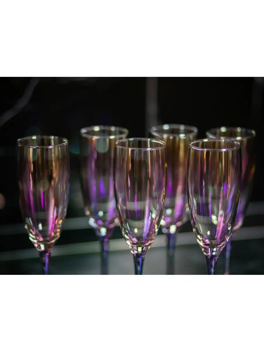 Набор бокалов Glasstar, для шампанского, стекло, 170мл, 6 шт, цвет лиловая дымка — фото 1