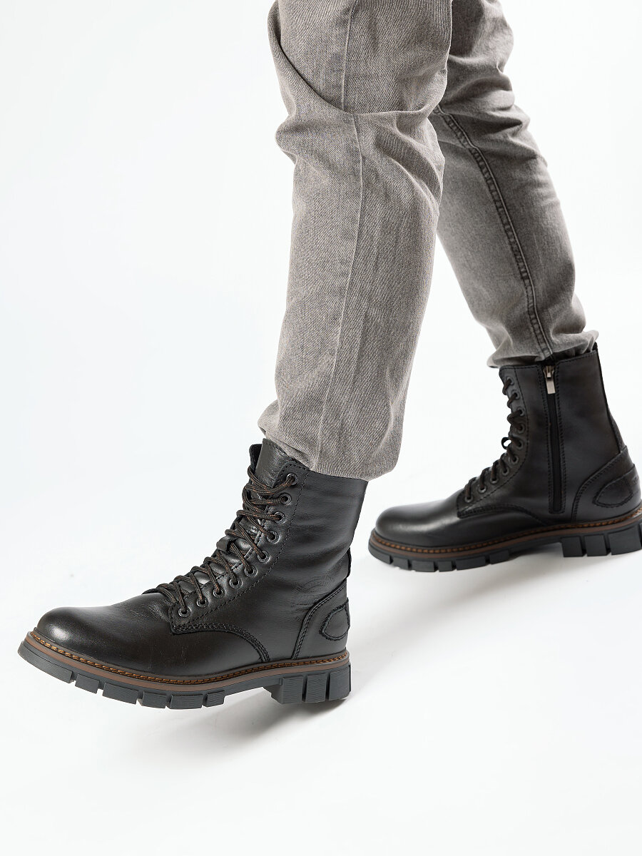 Ботинки зимние мужские утепленные натуральная кожа, размер 42, черный — фото 1