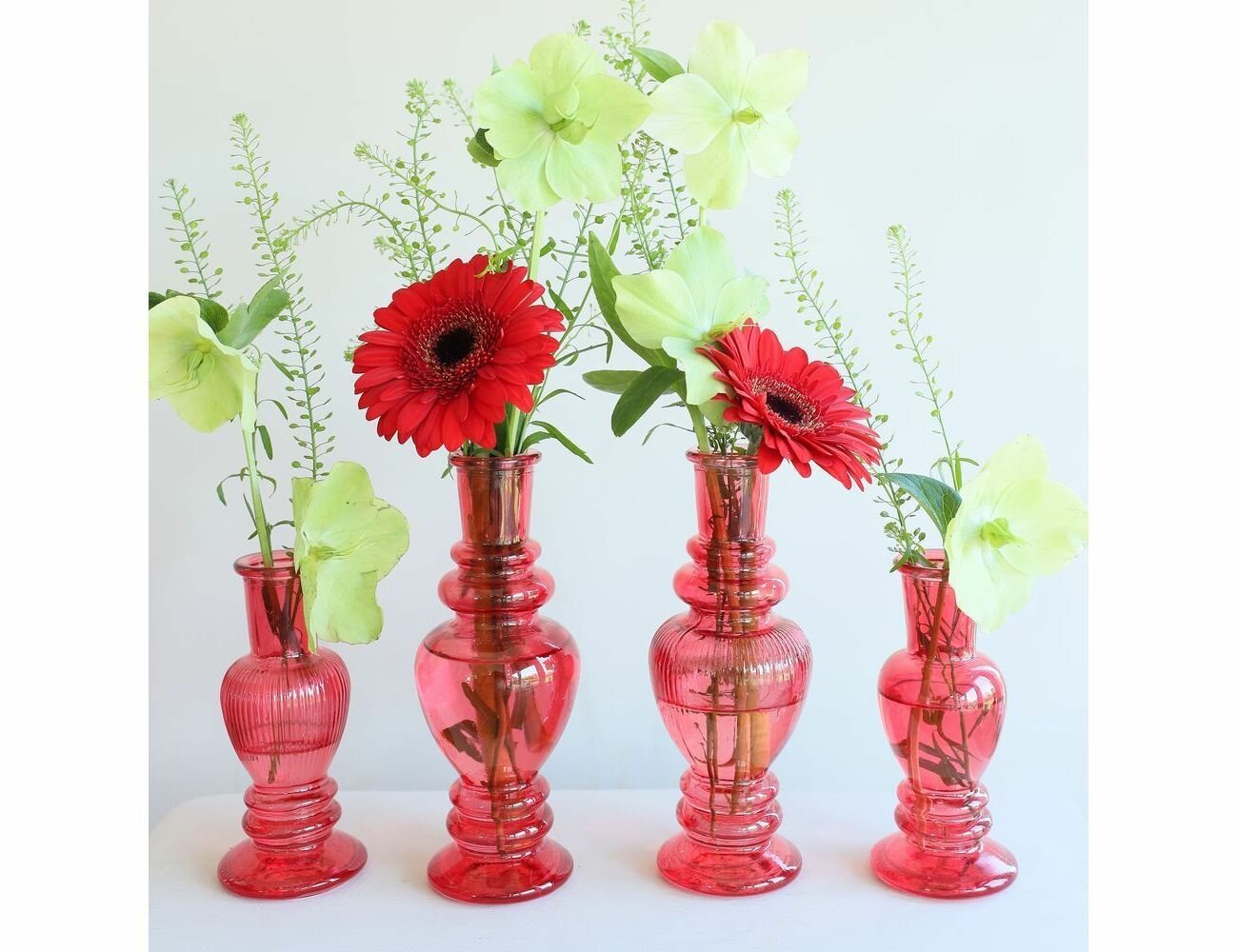 Стеклянные подсвечники-вазы джерриан красные 16 см 2 шт.