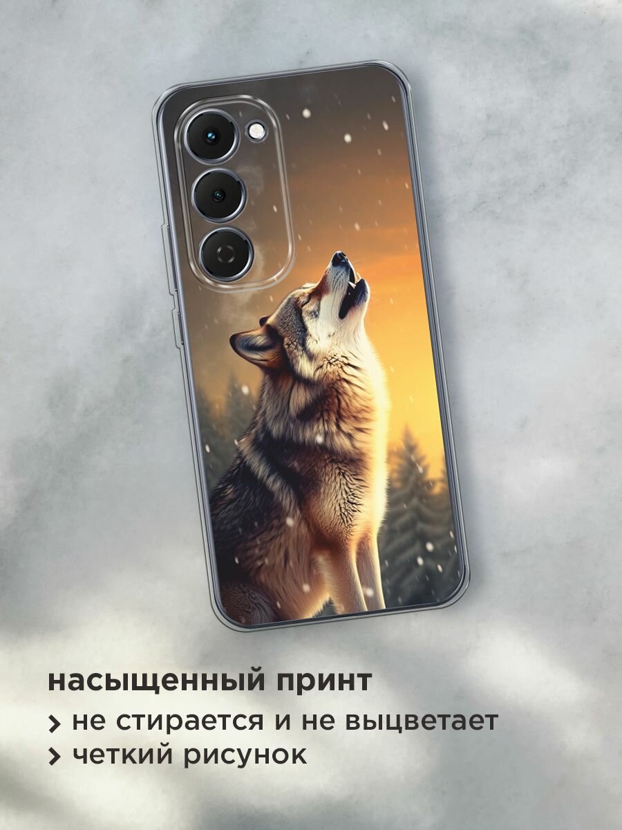 Чехол на Tecno Spark 40 Pro+ / Текно Спарк 40 Про+ с принтом "Воющий волк" — фото 1