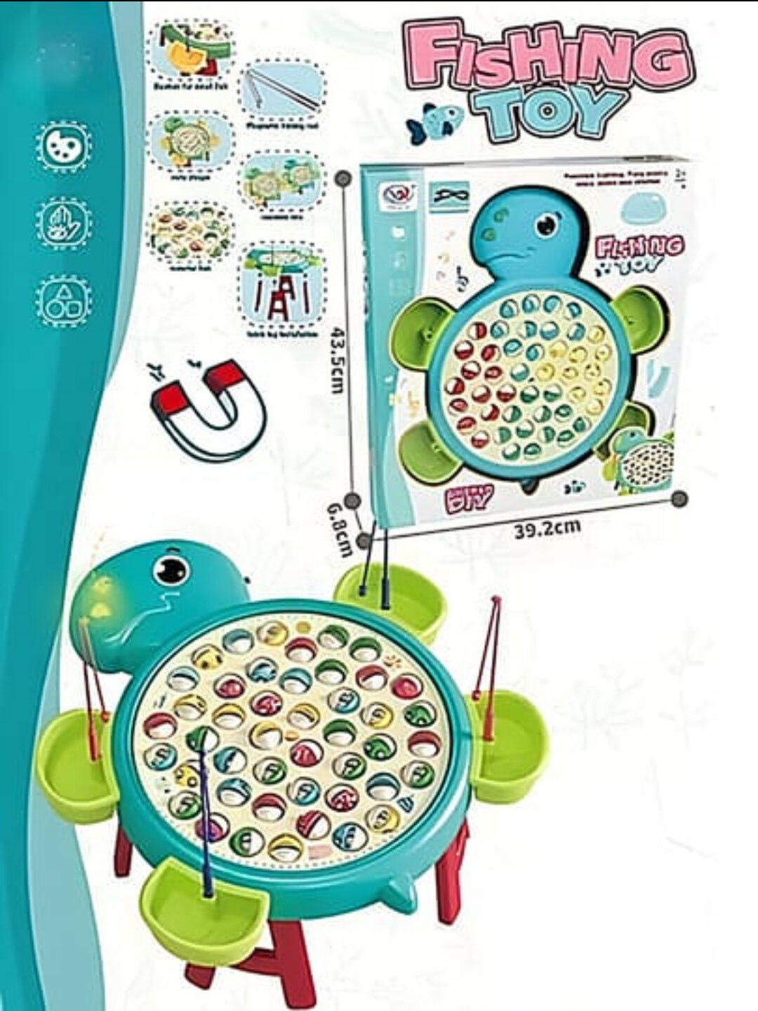 Игра "Магнитная рыбалка" — с вращающейся платформой в форме черепахи!