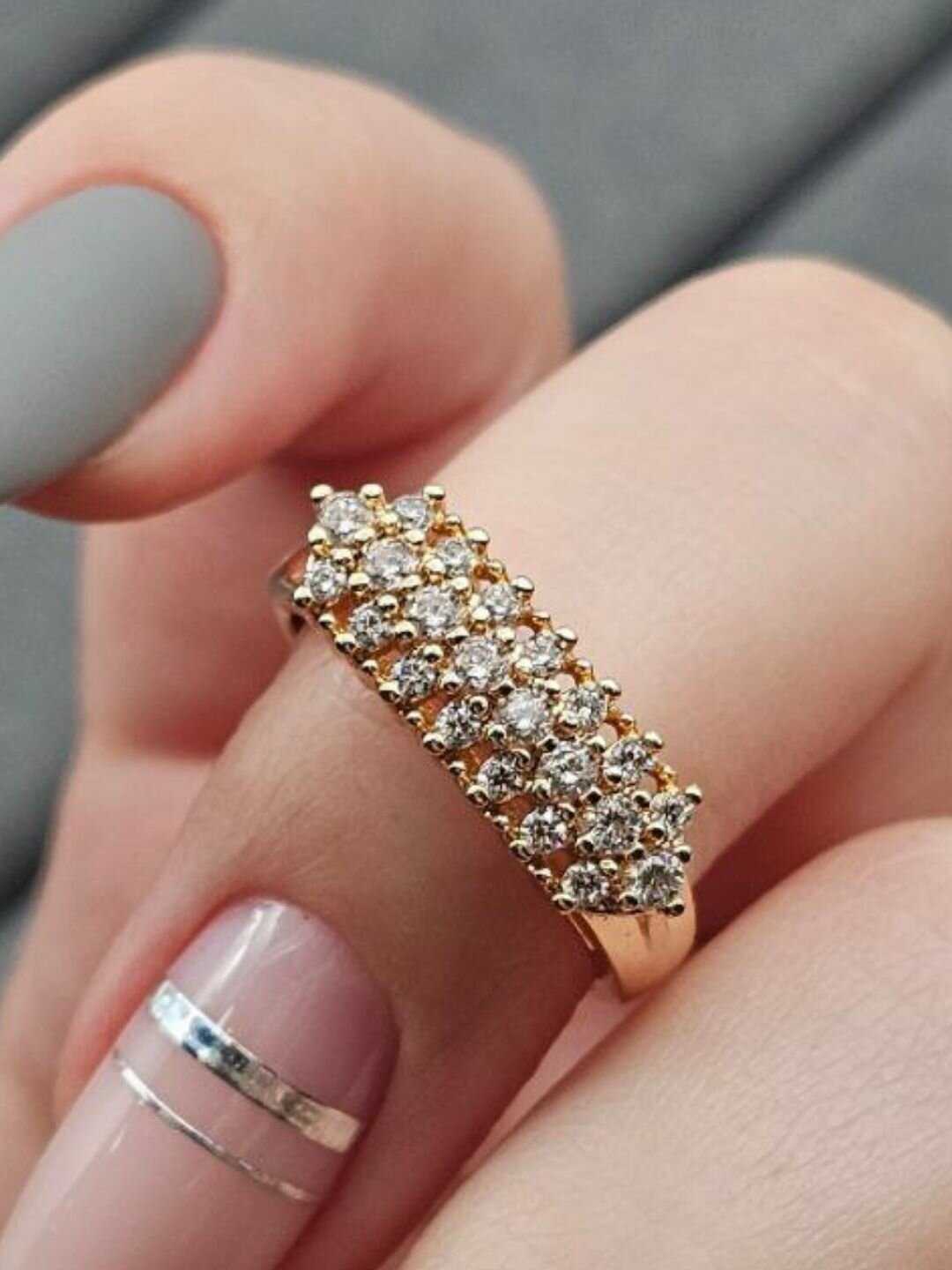 Кольцо на три пальца, фианит