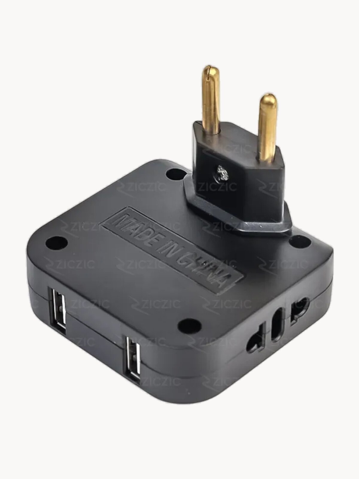 Поворотный тройник в розетку с USB, 1 шт