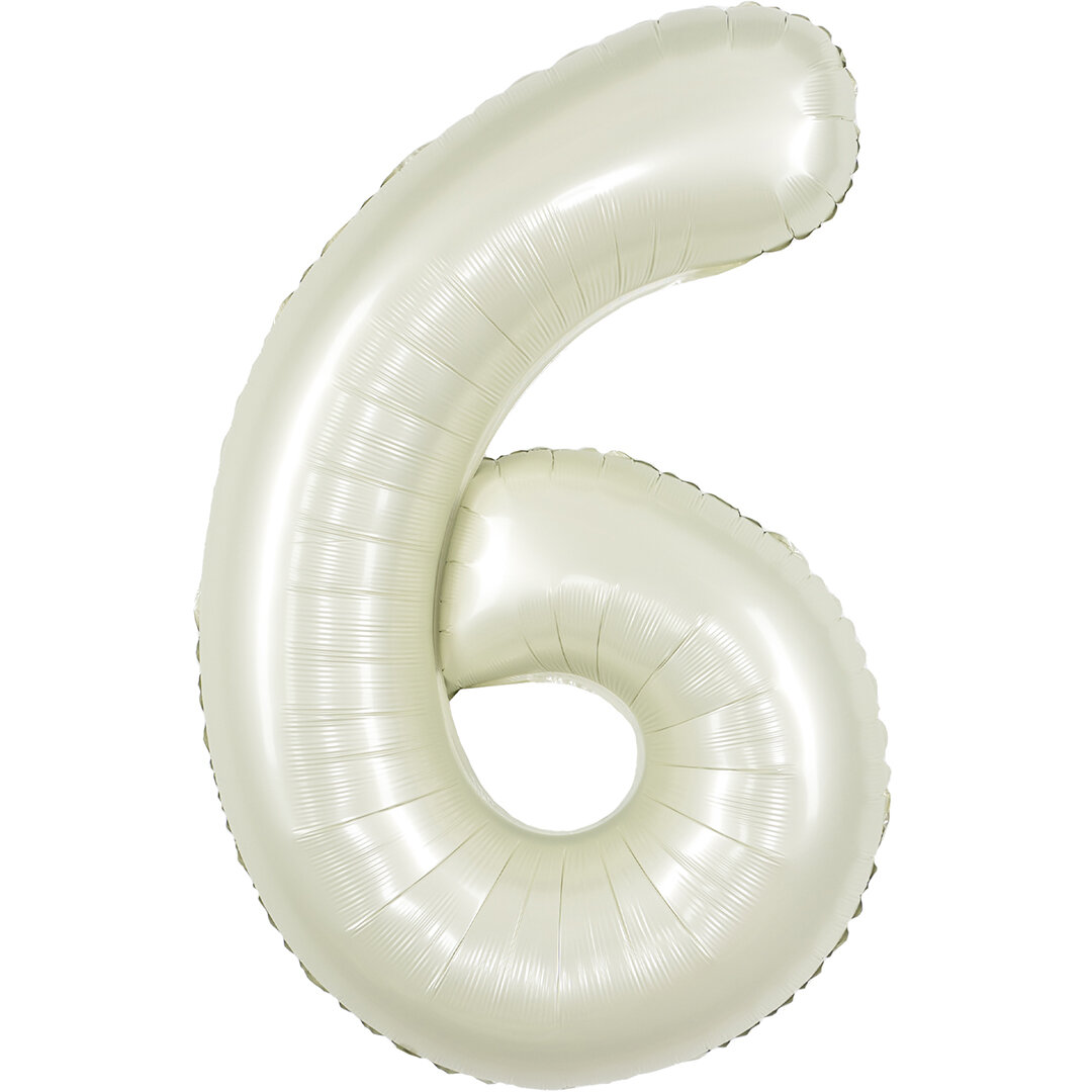 Воздушный шар цифра 6 Белый песок 102 см