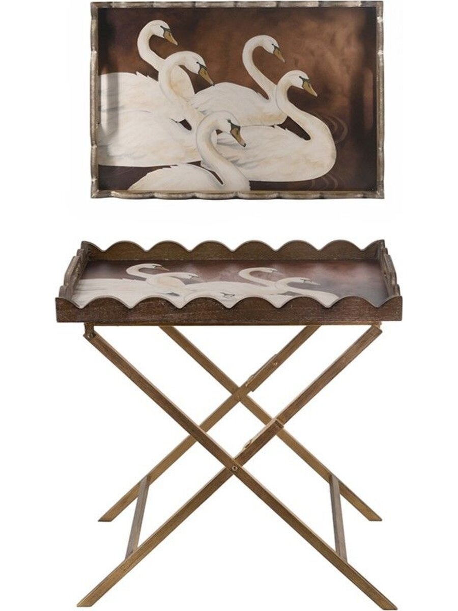 D9089 Столик интерьерный Лебеди 60х40х61см, раскладной, Glasar