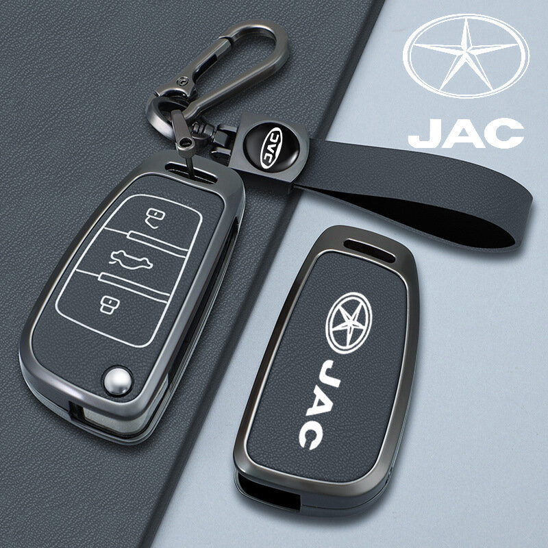 Металлический чехол для ключа автомобиля Jianghuai Suiling T6 Pickup в цвете Темная Ночь Зеленый с лентой