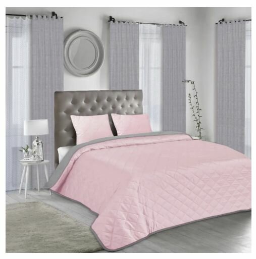 Покрывало двустороннее Melissa 200x220 см микрофибра стёганая цвет розово-серый
