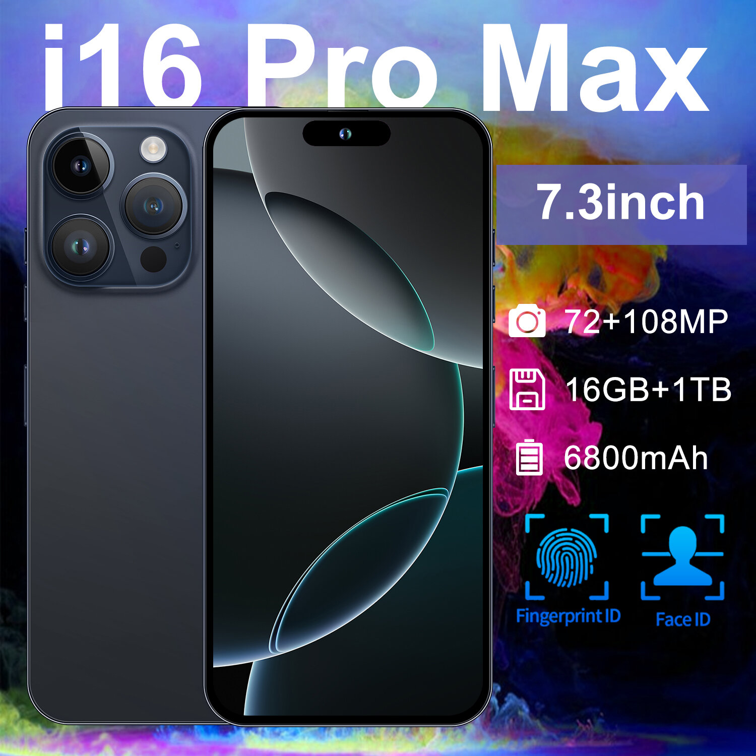 Смартфон i16 Pro Max на базе Android Smart Island емкостью 2 16 ГБ, черный, Австралия