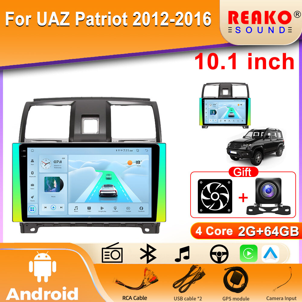 Магнитола для UAZ Patriot 2012-2016 , IPS экран 10.1 дюймов, Wifi, андроид штатная автомагнитола
