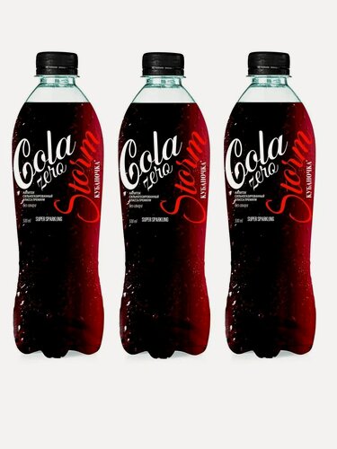 Изображение товара Кубаночка Лимонад Кола Шторм Зеро(Без Сахара) 500мл (Набор из 3шт) ПЭТ