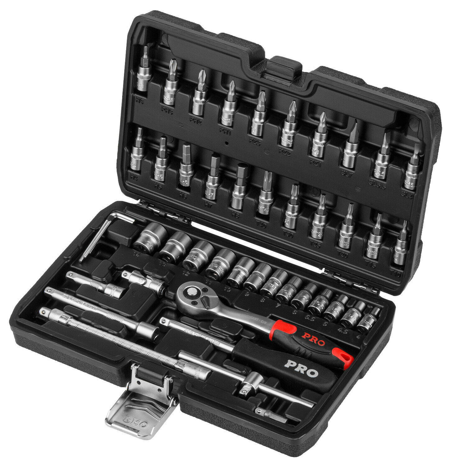 Набор головок PRO STARTUL Stuttgart PRO-046S, для авто, для гайковерта, 1/4", 46 предметов, в кейсе — фото 1