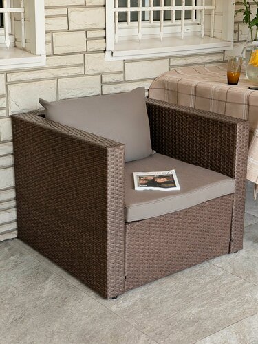 Изображение товара Кресло из искусственного ротанга Гардини (Gardini Chair), коричневый меланж