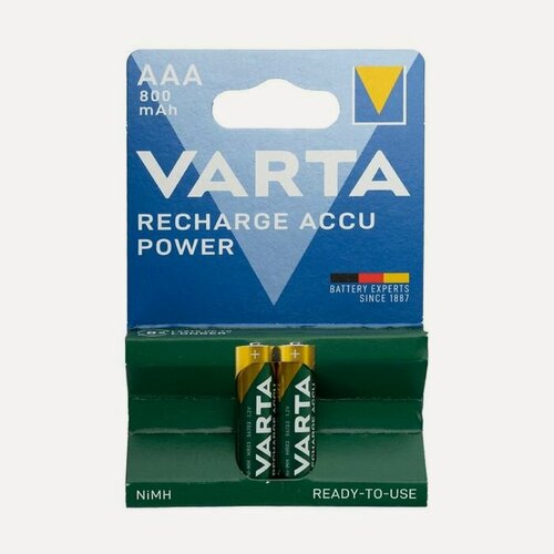 Изображение товара Аккумулятор VARTA Recharge Accu Power AAA (HR03) Ni-MH 800 mAh, 2 шт. (2 шт. в блистере)