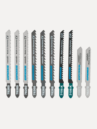 Изображение товара Набор полотен для электролобзика универсальный Gross 10 шт, DIY, пластиковый кейс 78295