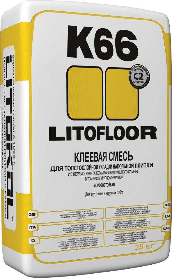 Толстослойная Клеевая Смесь Litofloor K66 25кг Litokol.