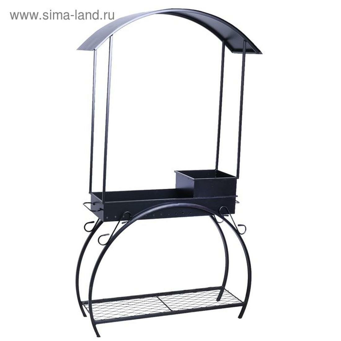 Мангал кованый 90×32×202 см 35 кг толщина металла 2.5 мм с дровяником и крышей